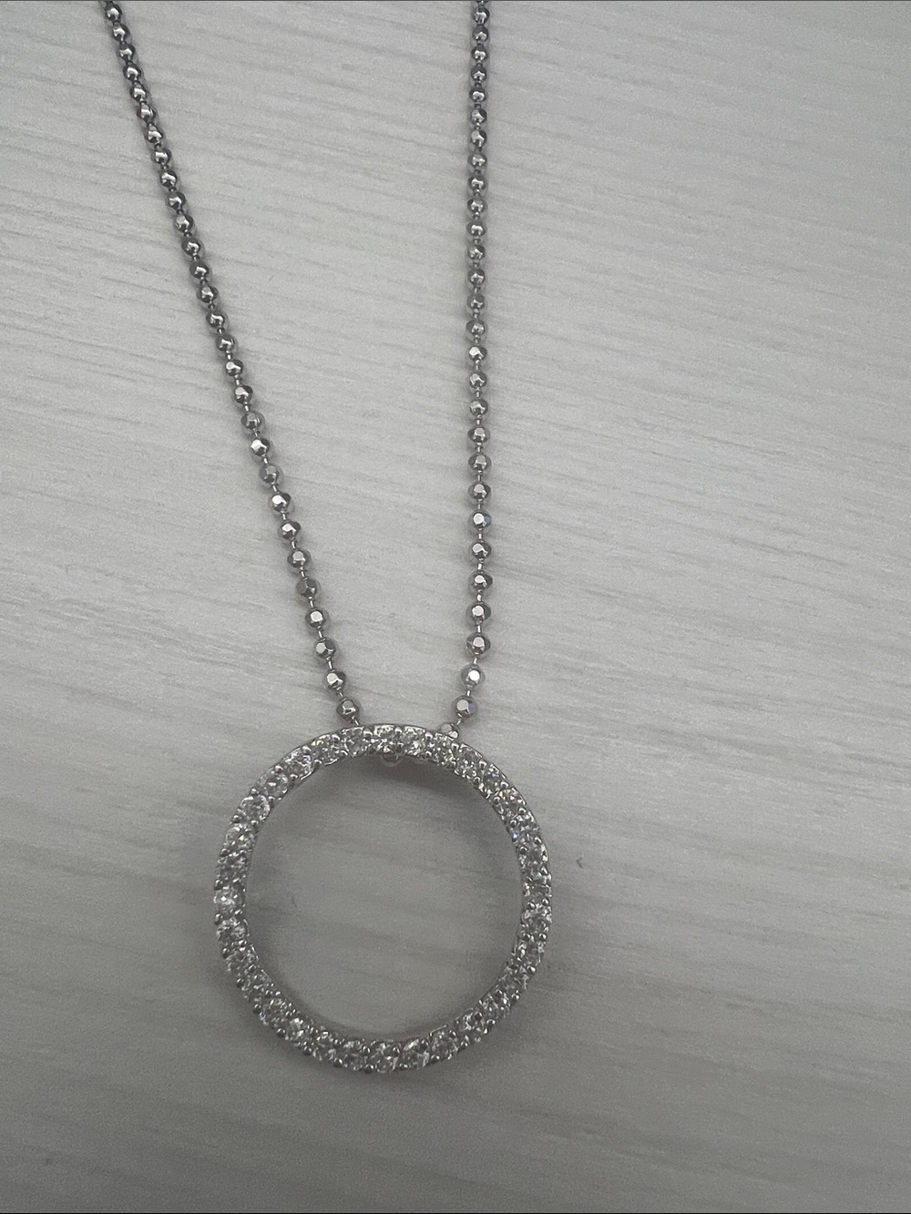 Crystal Pave Round Pendant Necklace in Silver Tone